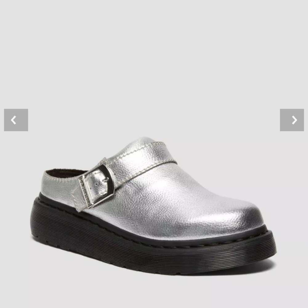 Silver Dr Martens Sling Back Mules - Picture 2 of 16